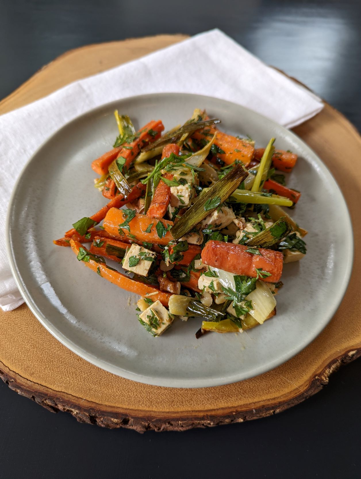 Roasted Carrot & Fennel Salad with Herby Tofu “Feta”
